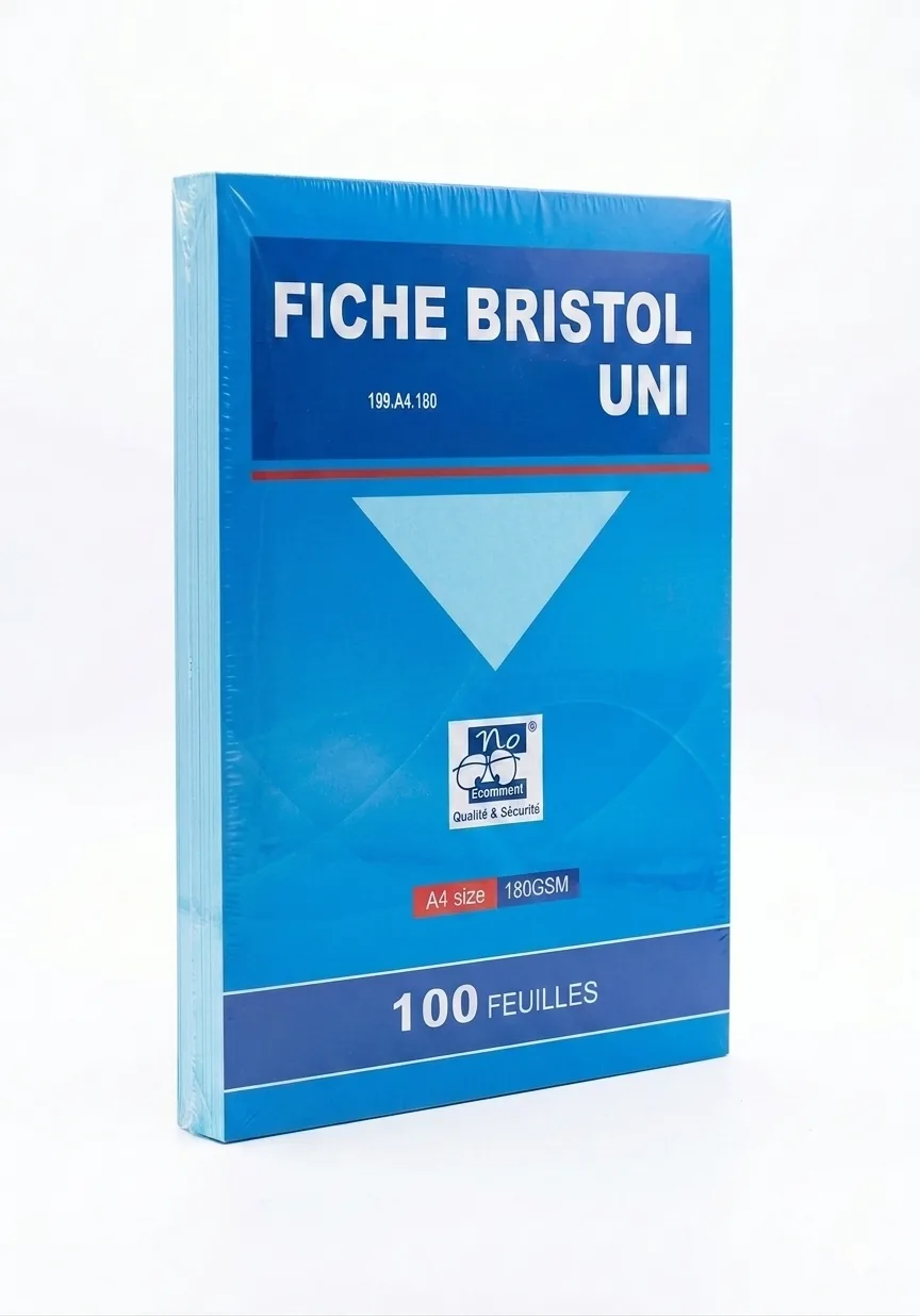 Paquet papier bristol A4 180g bleu