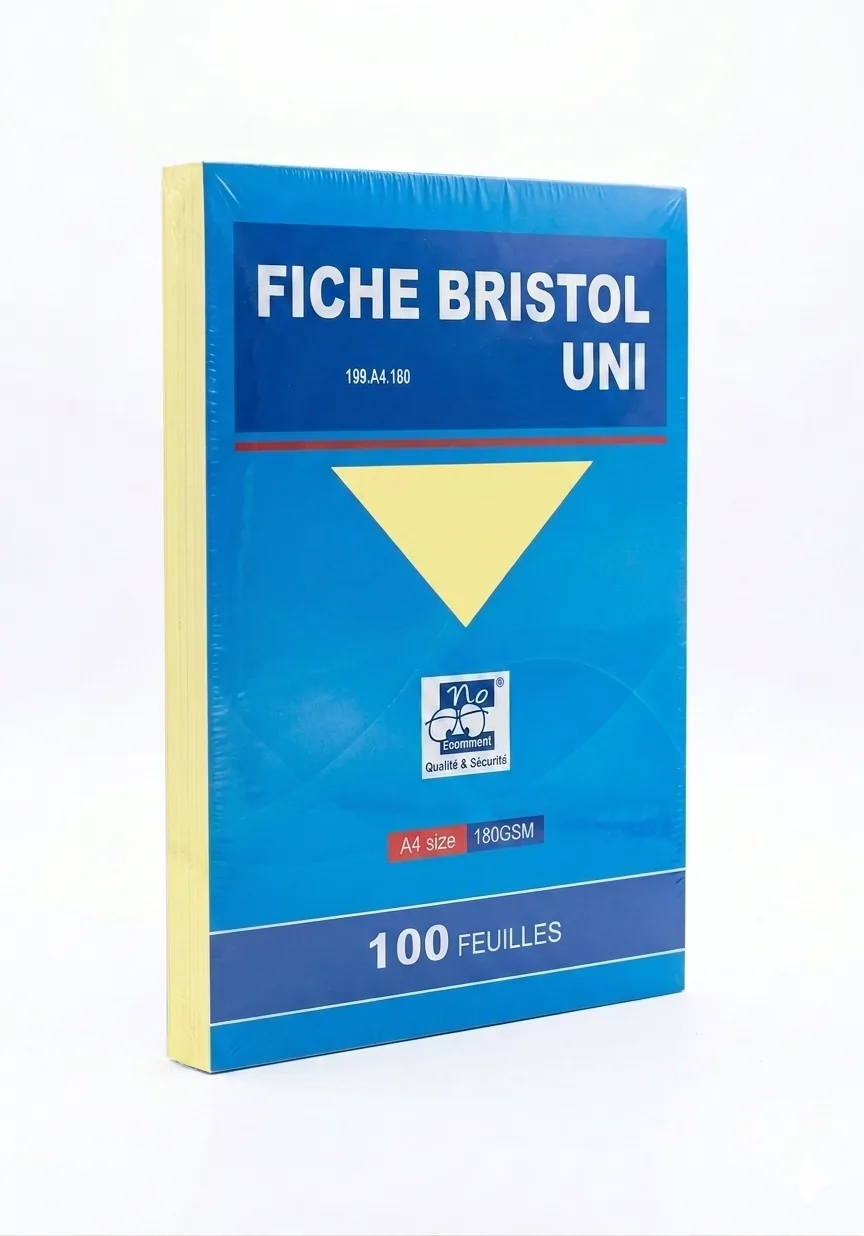 Paquet papier bristol A4 180g jaune
