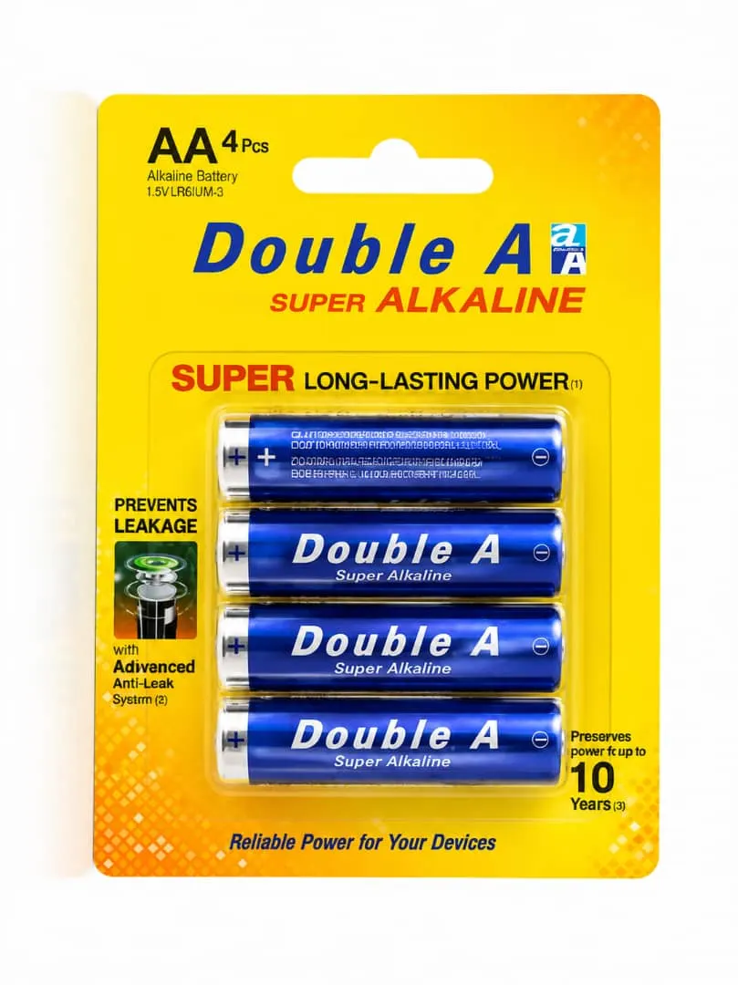 Paquet de 4 Piles Alcalines AA de la marque Double A